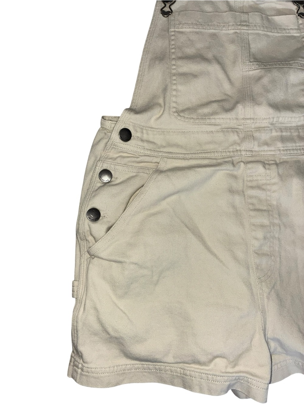 EUC Billabong Cream Denim Short Overalls Women's Medium Boho Summer Festival - Picture 5 of 13